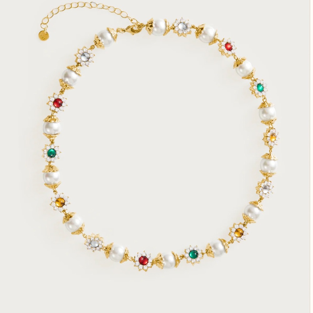 Daisy Pearl Necklace - Gold